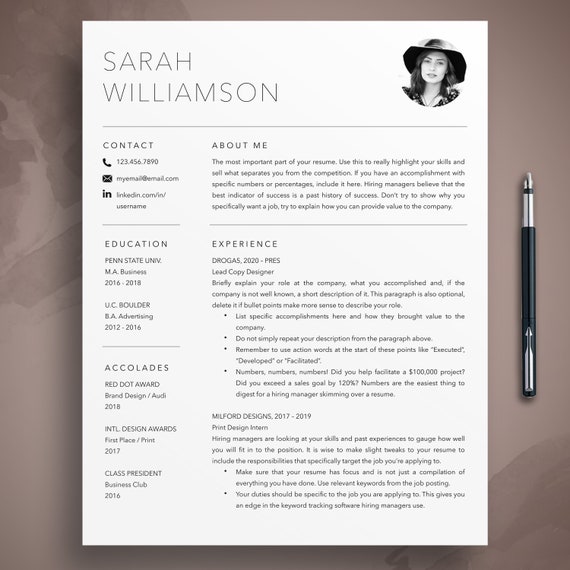 Teacher Resume Template: Professional CV Design (Instant Download)