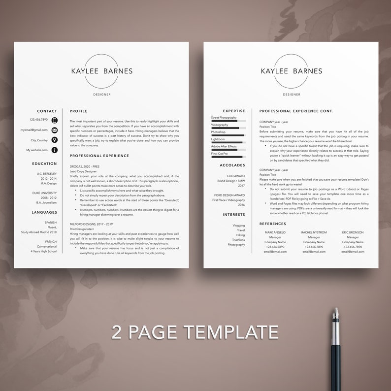 Modern Resume Template: Creative CV & Cover Letter (Digital Download) image 2