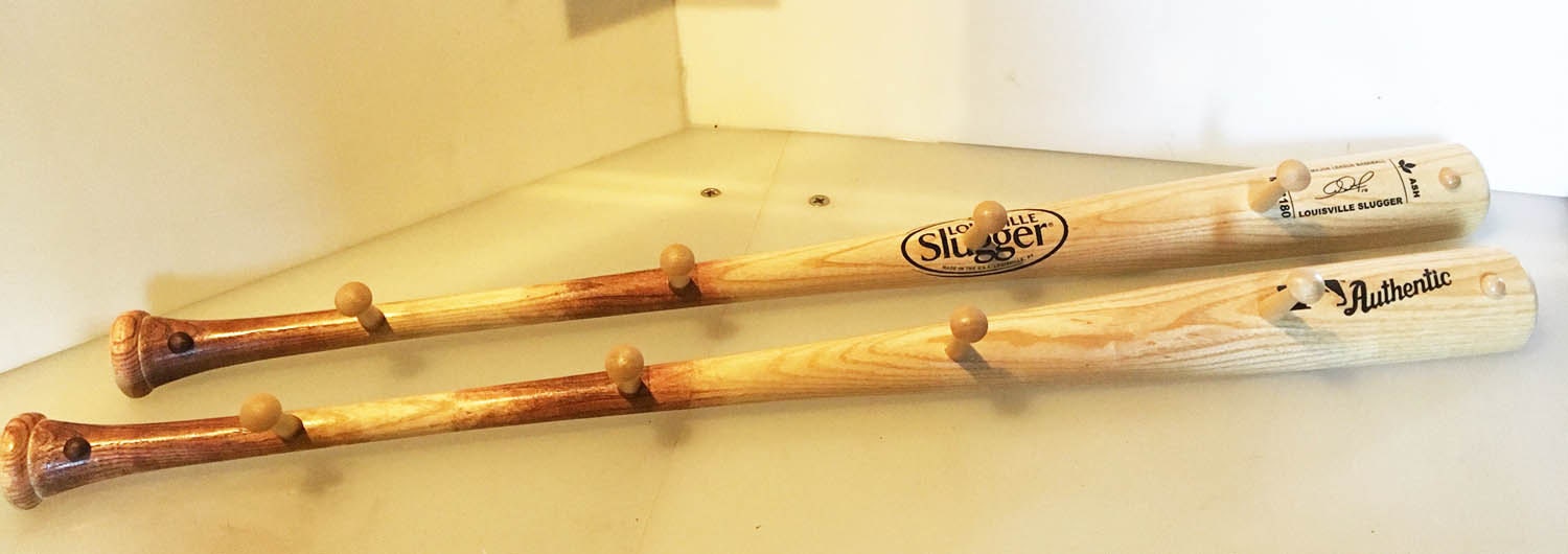 Baseball Bat Peg Hat Racks Louisville Slugger With the Pine Tar Look Etsy