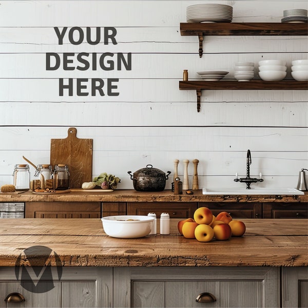 Print Mockup, Kitchen Wall Art Mockup Kitchen Interior Mockup to Display Prints and Paintings