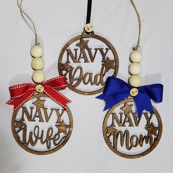 3 SVG  Navy Dad Mom Wife / Car Charm / Key Chain / Ornament / Bag Tag / Glowforge / Laser