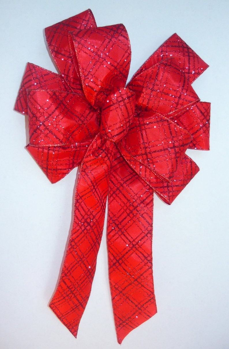 Red Plaid Christmas Bow Etsy