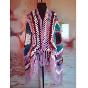 Umhang Ruana, Patchwork decke, Patchwork decke, Hippie Schultertuch, Azteken Poncho Sofort versandfertig