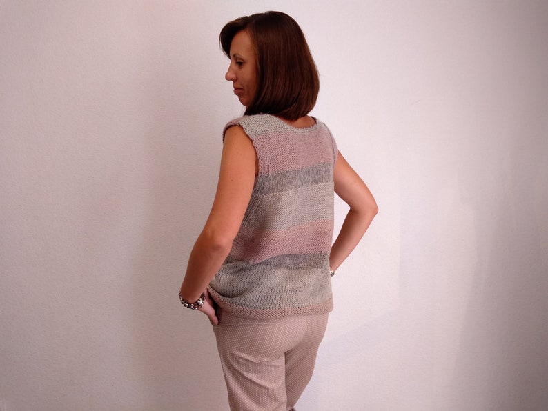 Sweater vest knitted waistcoat women beige gilet wool handmade hand knit gilet women Ready to ship