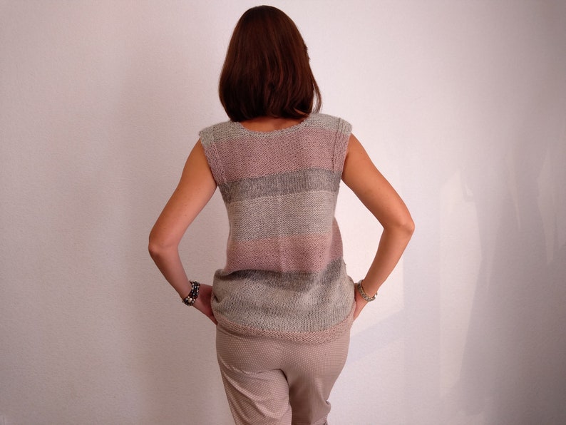 Sweater vest knitted waistcoat women beige gilet wool handmade hand knit gilet women Ready to ship