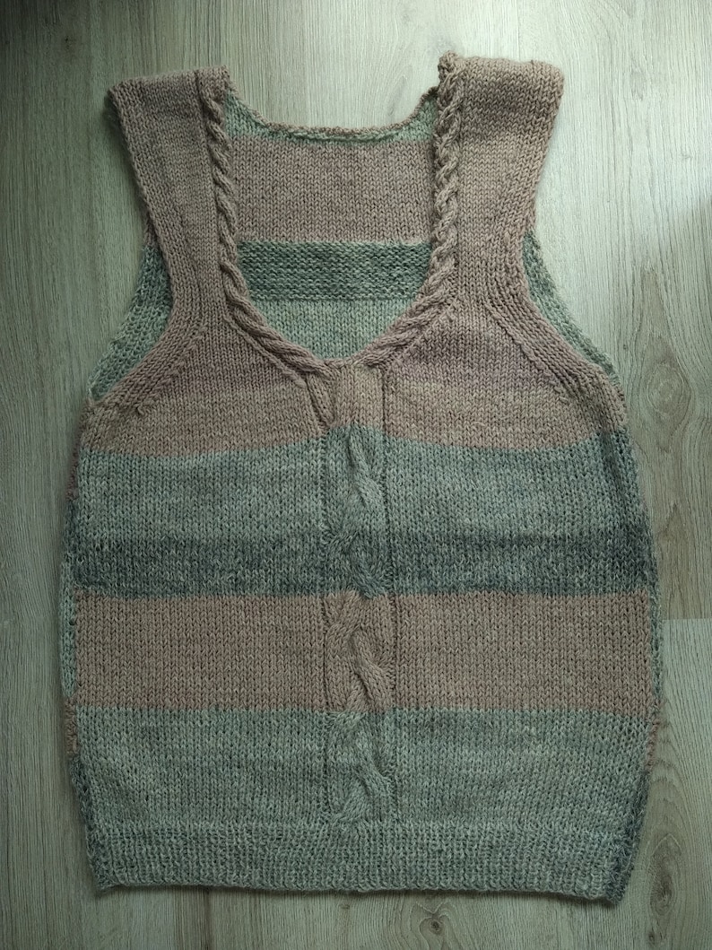 Sweater vest knitted waistcoat women beige gilet wool handmade hand knit gilet women Ready to ship