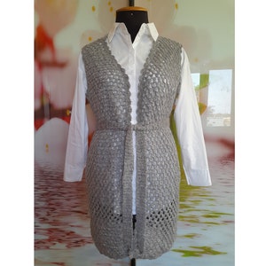 Knitted gilet, long sweater vest, wool waistcoat fall winter Ready to ship