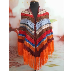 Chal triangular de crochet, chal de hombro hecho a mano