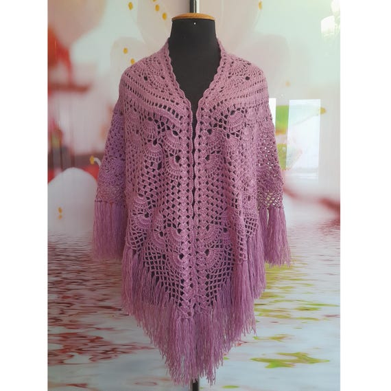 Scialle spalla all'uncinetto, mantellina in pizzo, sciarpa