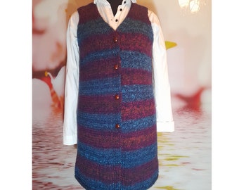 Knit long vest, wool gilet, waistcoat, sleeveless jacket cardigan sweater winter Ready to ship
