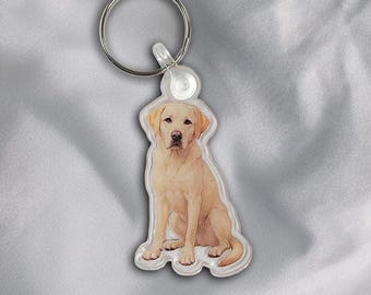 Llavero acrílico de labrador amarillo, adorable llavero de labrador negro de acrílico de doble cara de 5 cm. Regalo para amantes de los perros. Resistente y ligero.