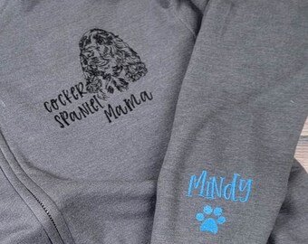 Embroidered Cocker Spaniel Mama Crewneck Sweatshirt - Personalized Dog Breed Apparel