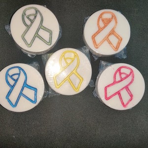 Awareness Ribbon Disc Plastic Mold or Silicone mold, bath bomb mold, soap mold, ribbon mold, Awareness mold, disc mold, support ribbon mold image 1