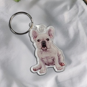 French Bulldog Acrylic Keychain, Adorable 2&quot; Double-Sided Acrylic French Bulldog Keychain - Cute Dog Lover Gift - Durable and Lightweight