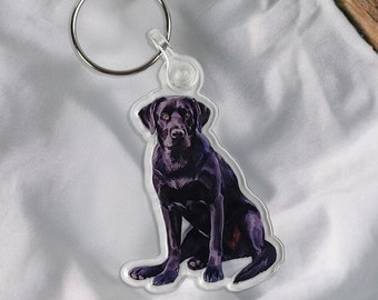Porte-clés Acrylique Rectangulaire Avec Chiot Labrador Noir – Déco Mignonne Pour Clés, Sac, Téléphone – Cadeau Idéal