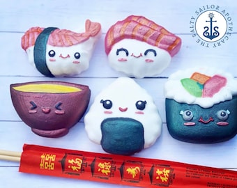 Molde de plástico o silicona para sushi kawaii, molde para bombas de baño, molde para jabón, molde para alimentos, molde de resina, molde kawaii, molde para chocolate, molde para sushi, lindo