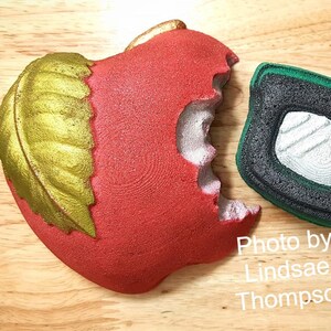 Bitten Apple Plastic Mold or Silicone mold, bath bomb mold, soap mold, apple mold, resin mold, candy mold, chocolate mold, poison apple mold