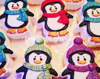 Molde de plástico o silicona con forma de pingüino de invierno, molde para bombas de baño, molde para jabón, molde para pingüino bebé, molde de resina, molde para animales, molde para pájaros, molde de invierno