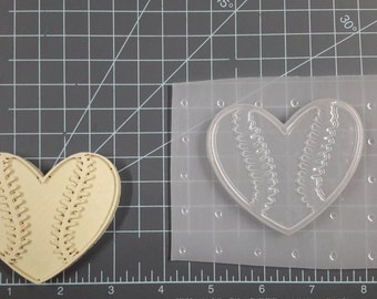 Heart Baseball Plastic Mold or silicone mold, Resin Mold, heart Mold, clay mold, baseball mold, sport mold, ornament, soap mold, jewelry