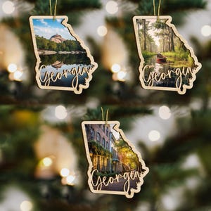Georgia State Wood Ornament, Custom Ornament, State Pride Gift, Personalized Ornament, State-Themed Gift, Long Distance Gift