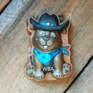 Cartoon Western Pup Plastic Mold or Silicone mold, bath bomb mold, soap mold, Dog mold, resin mold, pup mold, chocolate mold, puppy mold