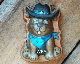 Cartoon Western Pup Plastic Mold or Silicone mold, bath bomb mold, soap mold, Dog mold, resin mold, pup mold, chocolate mold, puppy mold