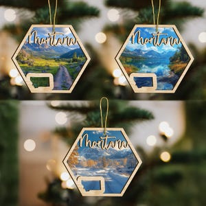 Montana State Wood Ornament, Custom Ornament, State Pride Gift, Personalized Ornament, State-Themed Gift, Long Distance Gift, Vacation Gift