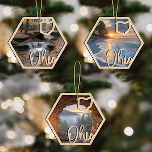 Ohio State Wood Ornament, Custom Ornament, State Pride Gift, Personalized Ornament, State-Themed Gift, Long Distance Gift, Vacation Gift