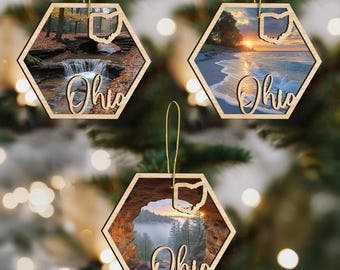 Adorno de madera del estado de Ohio, adorno personalizado, regalo de orgullo estatal, adorno personalizado, regalo con temática estatal, regalo de larga distancia, regalo de vacaciones