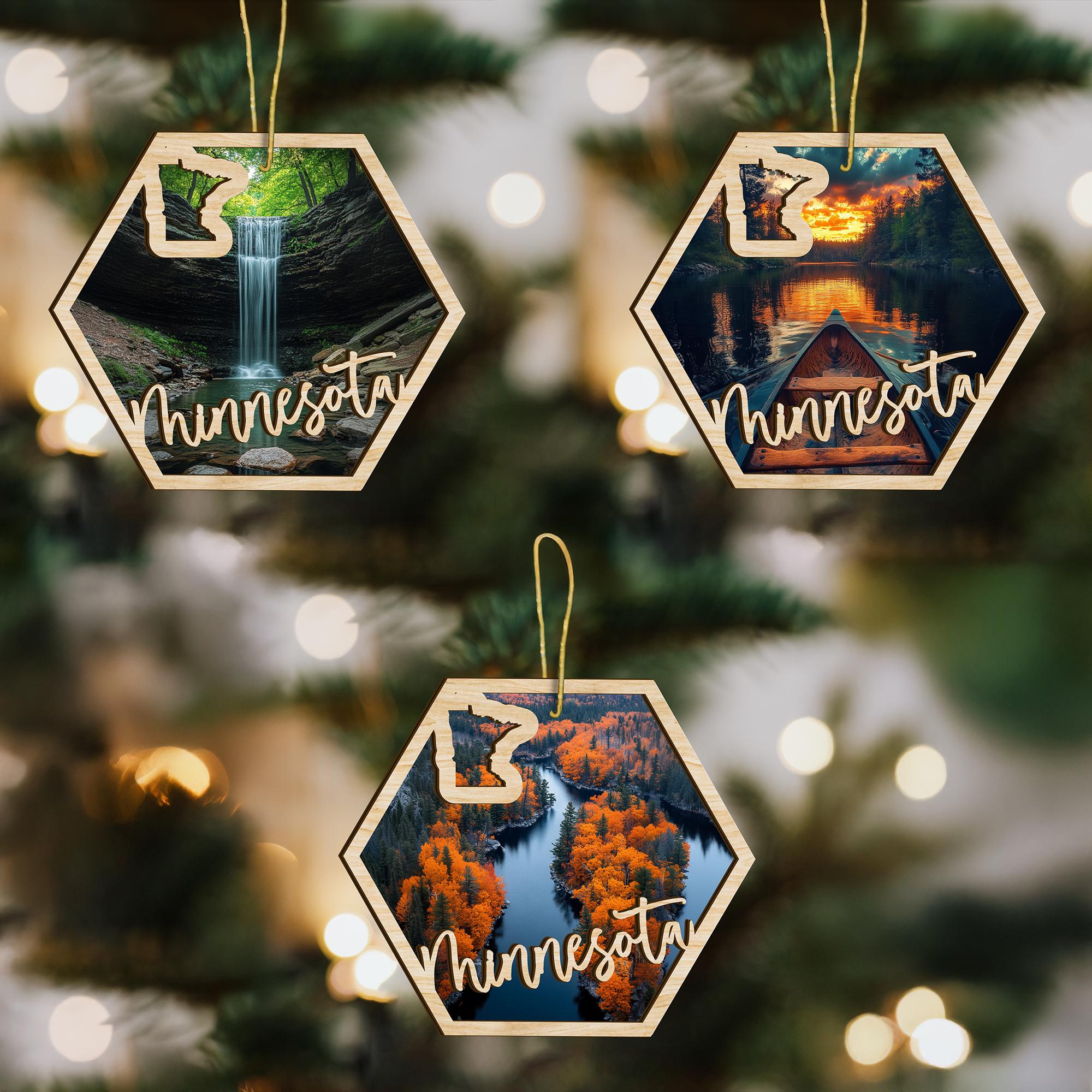 Minnesota State Wood Ornament, Custom Ornament, State Pride Gift, Personalized Ornament, State-Themed Gift, Long Distance Gift, Vacation