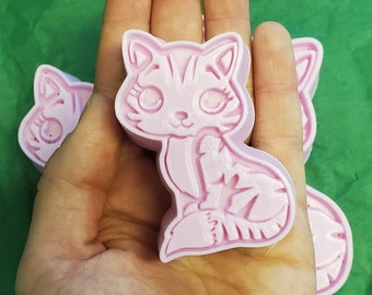 Kitty Cat Plastic Mold or Silicone mold, bath bomb mold, soap mold, kitten mold, resin mold, candy mold, chocolate mold, animal mold, cat