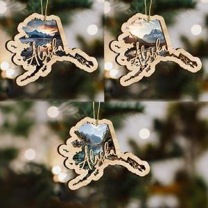 Alaska State Wood Ornament, Custom Ornament, State Pride Gift, Personalized Ornament, State-Themed Gift, Long Distance Gift