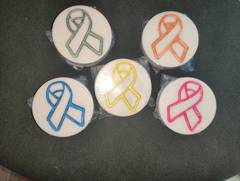 Awareness Ribbon Disc Plastic Mold or Silicone mold, bath bomb mold, soap mold, ribbon mold, Awareness mold, disc mold, support ribbon mold image 1