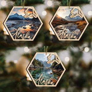 Alaska State Wood Ornament, Custom Ornament, State Pride Gift, Personalized Ornament, State-Themed Gift, Long Distance Gift