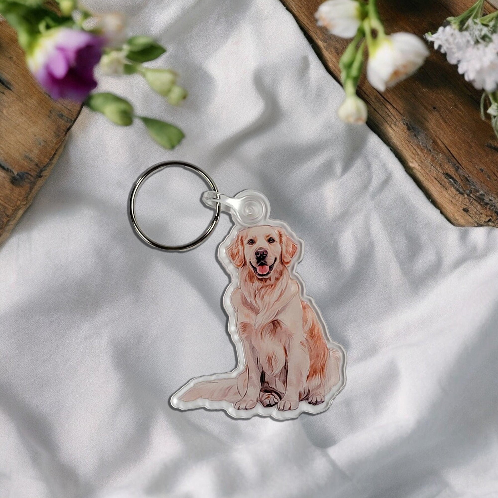 Enamel Golden Retriever Keychain - Alloy Dog Charm For Keys, Bag, Wallet, Gift For Dog Lovers