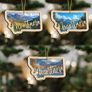 Montana State Wood Ornament, Custom Ornament, State Pride Gift, Personalized Ornament, State-Themed Gift, Long Distance Gift, Vacation Gift