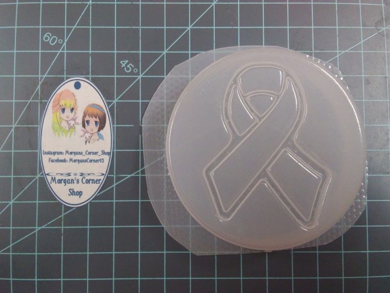 Awareness Ribbon Disc Plastic Mold or Silicone mold, bath bomb mold, soap mold, ribbon mold, Awareness mold, disc mold, support ribbon mold image 2