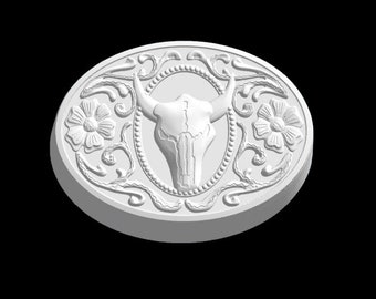 Steer Head Skull Belt Buckle Plastic Mold or Silicone mold, bath bomb mold, soap mold, cowboy mold, resin mold, steer mold, skull mold, cow