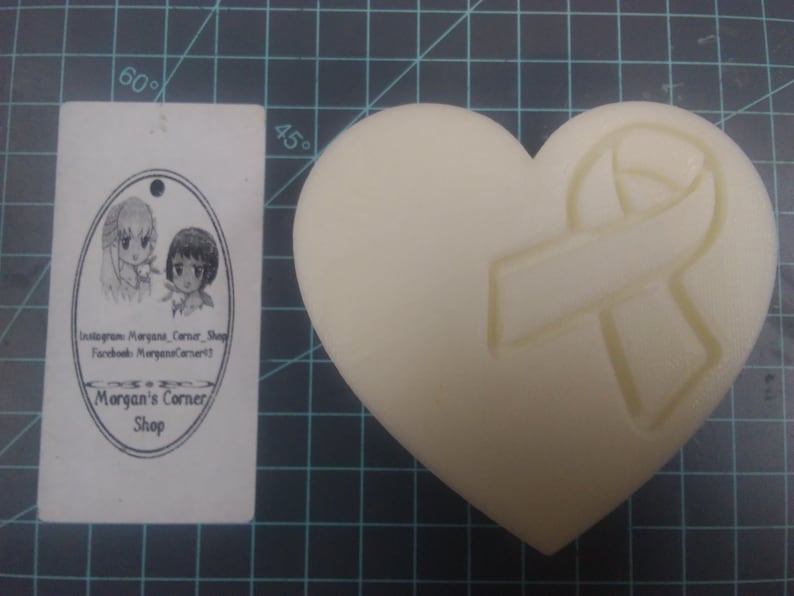 chocolate mold soap mold cancer ribbon mold ribbon mold Heart Awareness Ribbon Plastic Mold or Silicone mold resin mold bath bomb mold