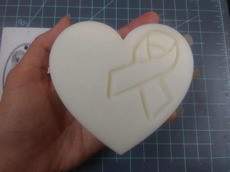 chocolate mold soap mold cancer ribbon mold ribbon mold Heart Awareness Ribbon Plastic Mold or Silicone mold resin mold bath bomb mold