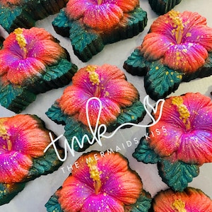 Hibiscus With Leaves Plastic Mold or Silicone mold, bath bomb mold, soap mold, flower mold, resin mold, hibiscus mold, floral mold, tropical