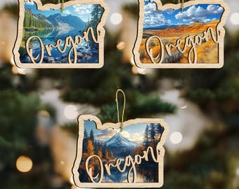 Oregon State Wood Ornament, Custom Ornament, State Pride Gift, Personalized Ornament, State-Themed Gift, Long Distance Gift, Vacation Gift