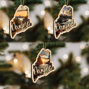 Maine State Wood Ornament, Custom Ornament, State Pride Gift, Personalized Ornament, State-Themed Gift, Long Distance Gift