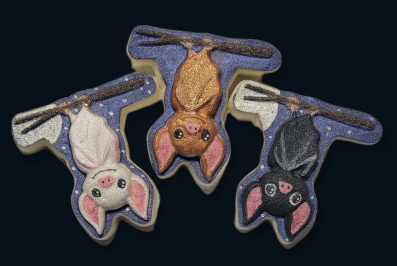 Cartoon Hanging Bat Plastic Mold or Silicone mold, bath bomb mold, soap mold, bat mold, resin mold, vampire mold, cartoon mold, kawaii mold image 1
