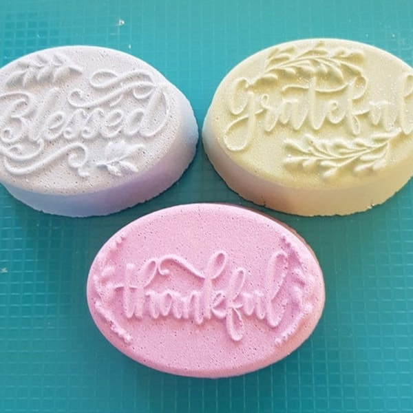 Grateful Thankful or Blessed Oval V2 Plastic Mold or Silicone mold, bath bomb mold, soap mold, resin mold, Blessed mold, grateful mold