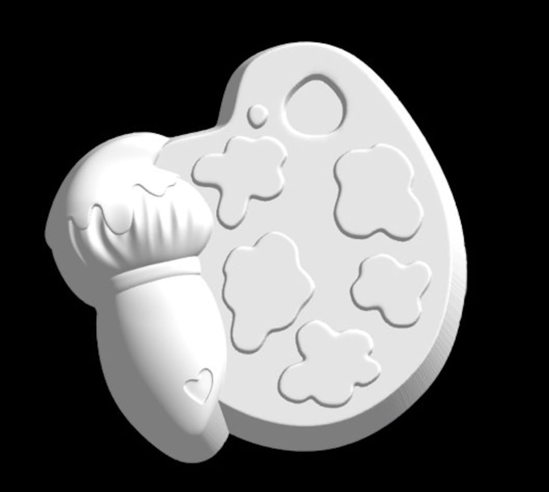 Paint Pallet and Brush Plastic Mold or Silicone Mold, Bath Bomb Mold