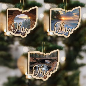 Ohio State Wood Ornament, Custom Ornament, State Pride Gift, Personalized Ornament, State-Themed Gift, Long Distance Gift, Vacation Gift