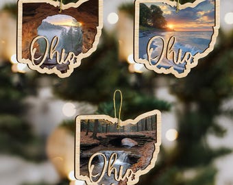 Adorno de madera del estado de Ohio, adorno personalizado, regalo de orgullo estatal, adorno personalizado, regalo con temática estatal, regalo de larga distancia, regalo de vacaciones