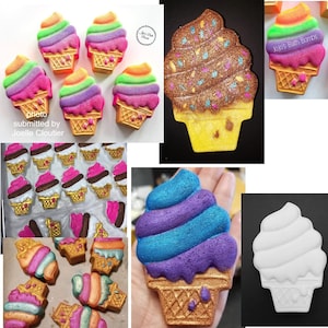 Drippy Ice Cream Cone Plastic Mold or Silicone mold, bath bomb mold, soap mold, cone mold, resin mold, candy mold, chocolate mold, ice cream