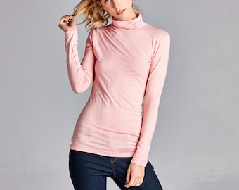 Turtleneck women / Turtleneck blouse / Mock neck Tops / Long sleeve knit tops / Slim Fit / Casual Tops